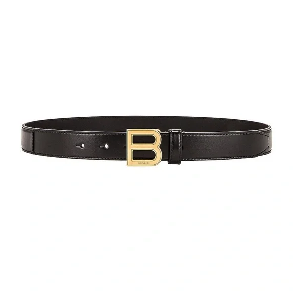 SOLD Balenciaga Hourglass Leather Belt With B Logo Monogram Mens - Picture 2 of 7